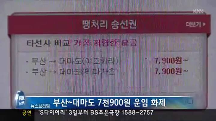 뉴스브리핑-부산-대마도 7천900원 운임 화제