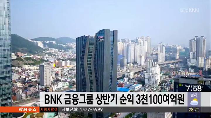 BNK 금융그룹 상반기 순익 3천100여억원