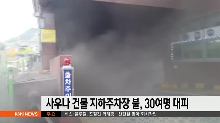 사우나 건물 지하주차장 불, 30여명 대피