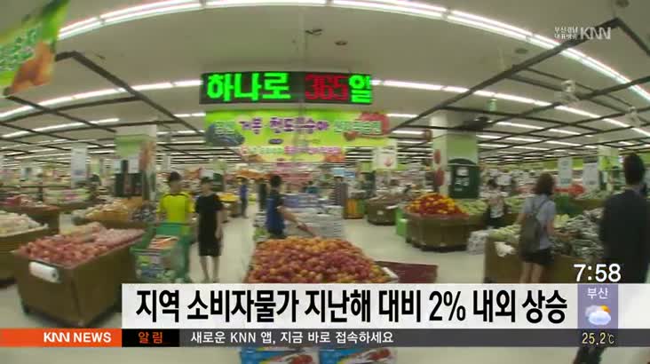 부산*경남 소비자물가 지난 해 대비 2% 내외 상승