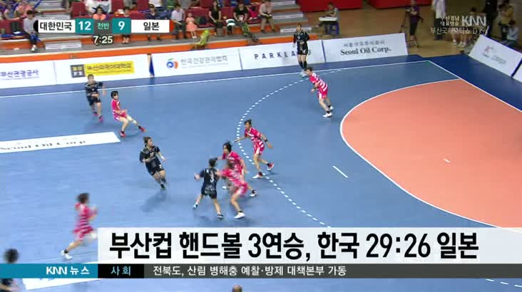 부산컵 핸드볼 3연승, 한국 29:26 일본