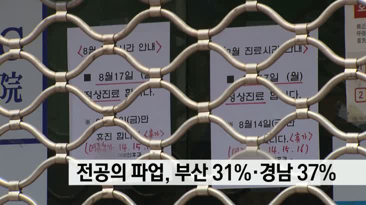 전공의 파업, 부산 31%*경남 39.4%