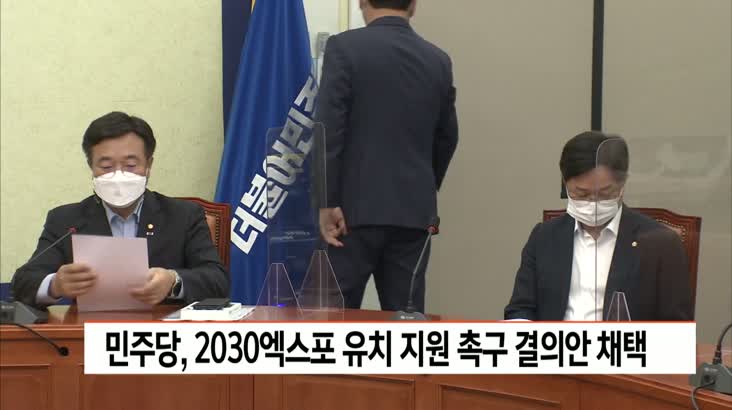 민주당 2030엑스포 결의안 오늘 채택