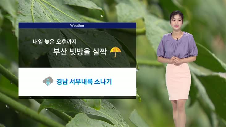 [오희주의 날씨]내일 늦은 오후까지 부산 약한 빗방울..경남 서부내륙 소나기